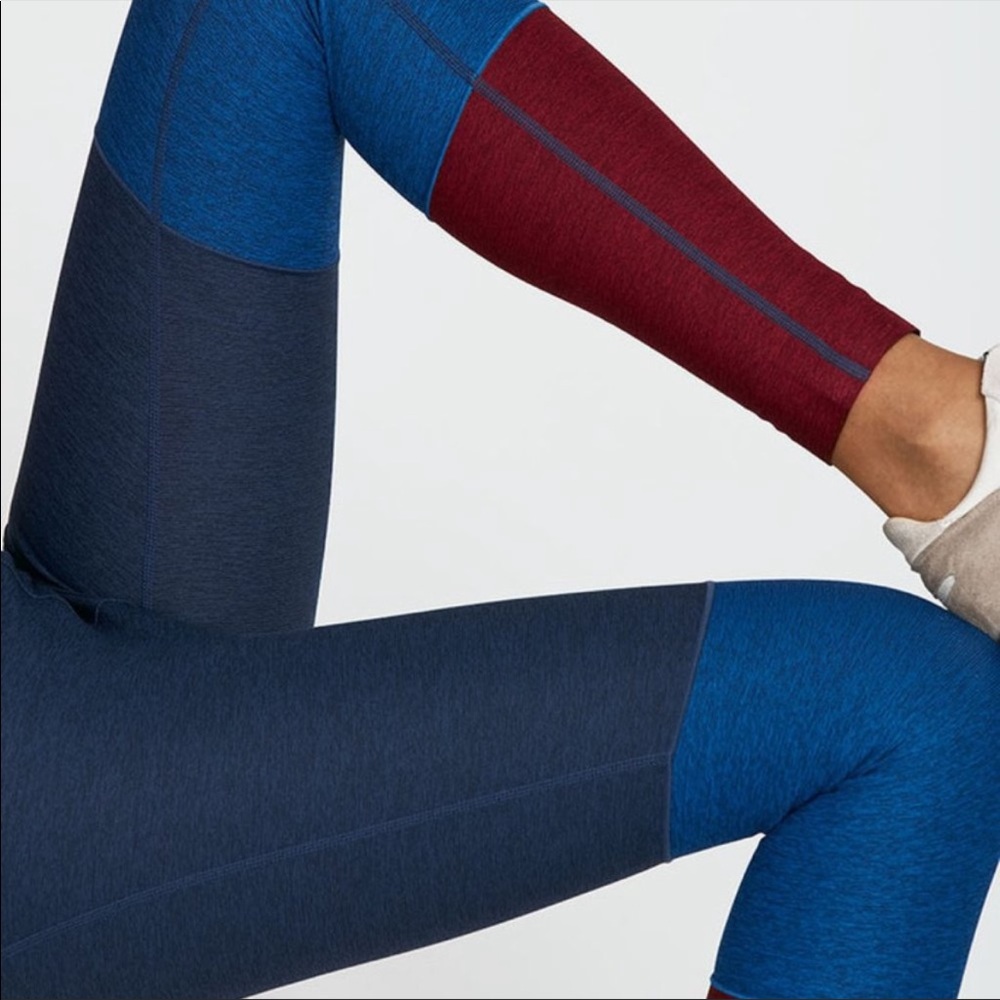 Outdoor Voices Tri Color Leggings Med Red Blue